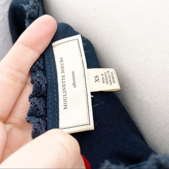 Anthropologie Moulinette Soeurs Navy Lace Blouse - Picture 5 of 7